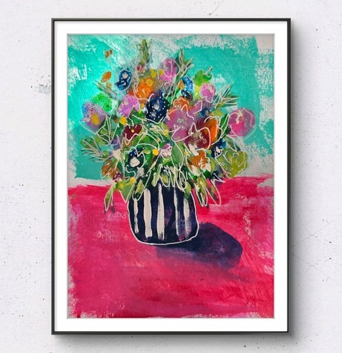 Abstract floral mixed media - abstract,