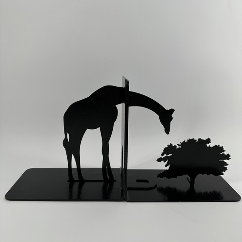 Black metal giraffe bookends - black,