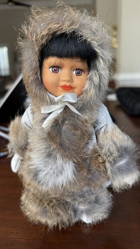 Eskimo doll porcelain with - porcelain,