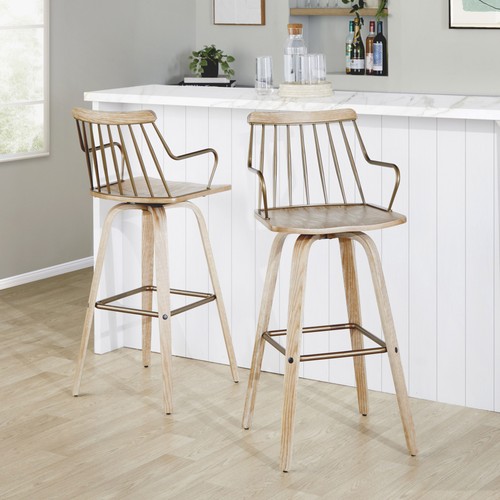 Whitewashed wood barstool with - whitewashed,