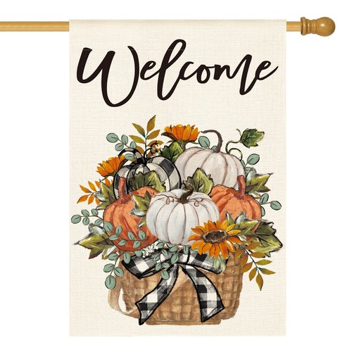 Pumpkins fall house flag x - pumpkins,