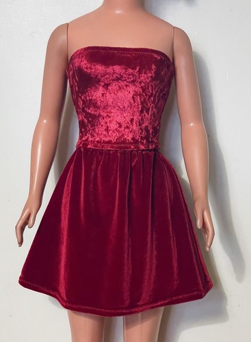 Dark red crushed velvet top - red,