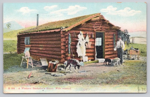 Postcard art western bachelors - postcard,