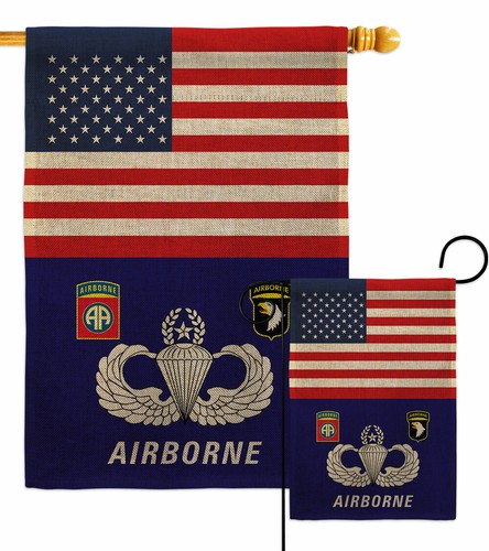 Airborne burlap garden flag - airborne,