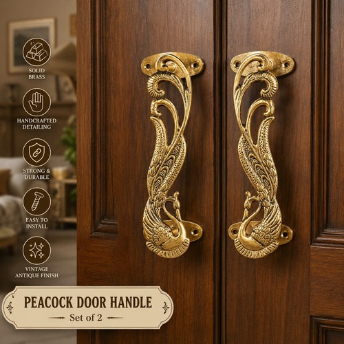 Vintage brass peacock - brass, door