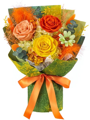 Yellow preserved roses bouquet - yellow,