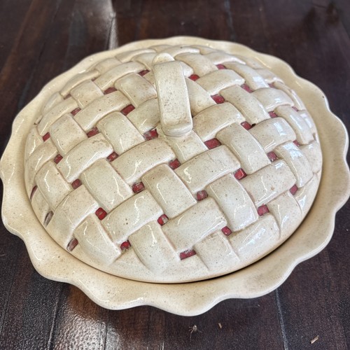 Vintage ceramic cherry pie - vintage,