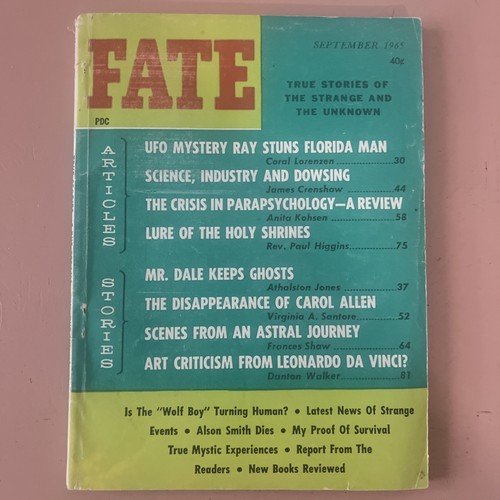 Fate magazine september - september, 1965