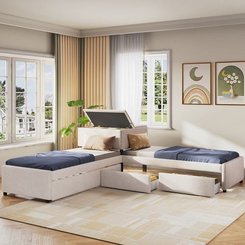 Shaped twin bed frame - l-shaped, with