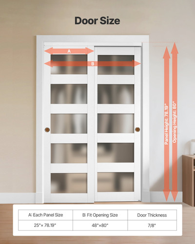 Sliding closet door - sliding, 48"(double