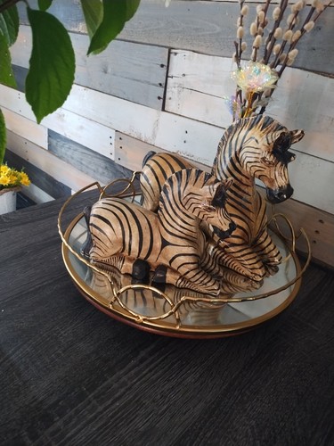 Decorative wood zebras - (2),