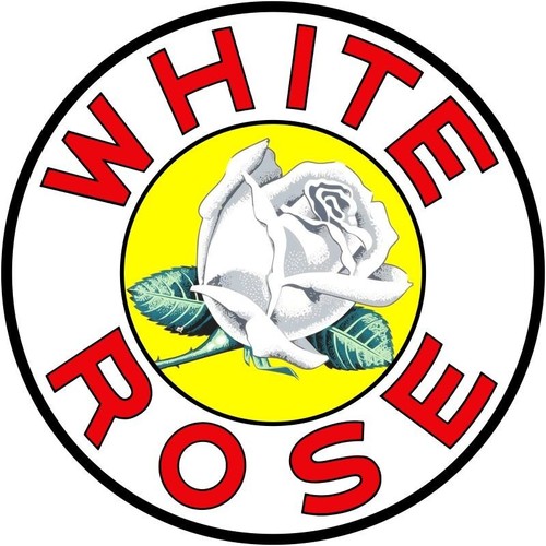 White rose gasoline garage art - white,
