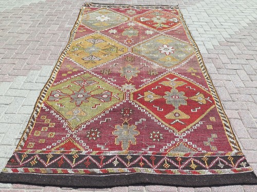 Large rug vintage - rug,, turkish