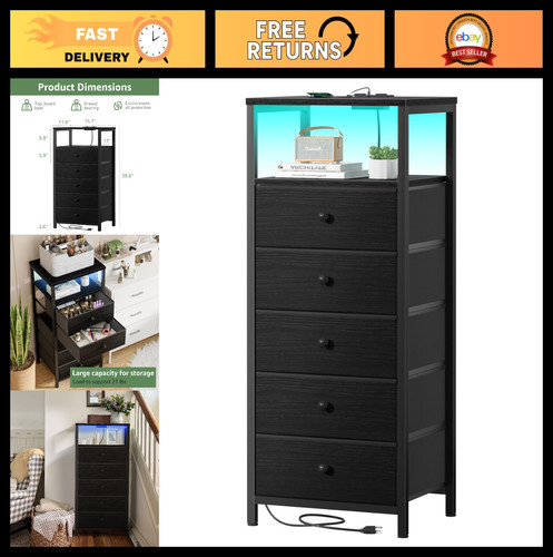 Tall black dresser with - black,