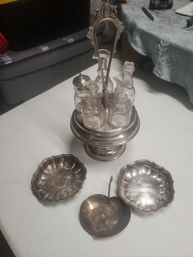 Silverplate etched bottle - silverplate,