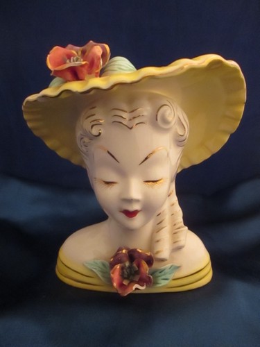 Vtg lady head vase - lady,