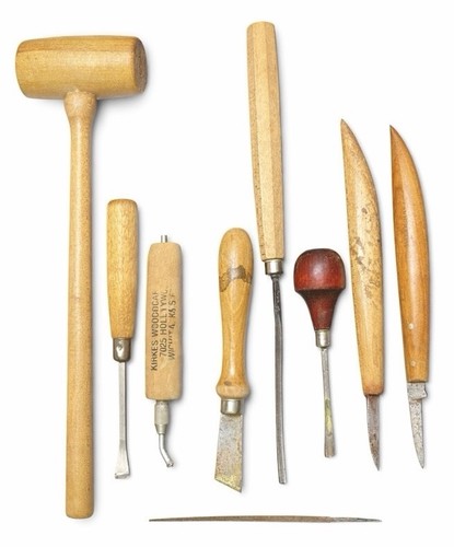 Vintage wood carving tool lot - tool,