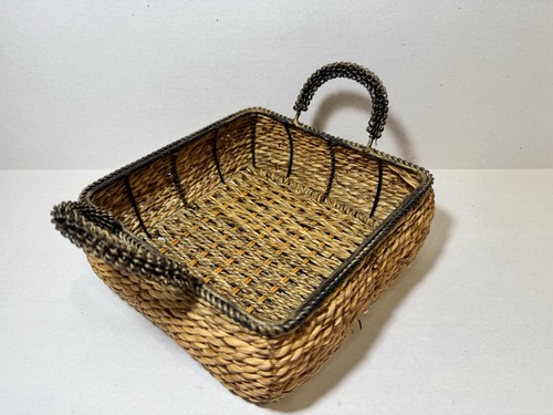 Vintage woven basket metal - vintage,