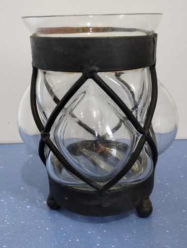 Vintage hand blown caged glass - caged,