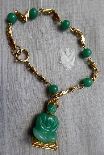 Vintage goldtone green peking - vintage,