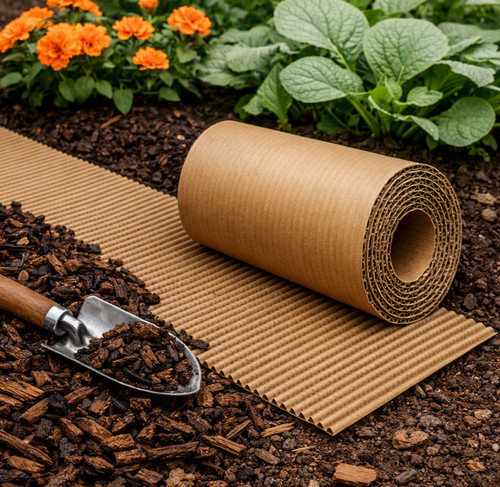 Cardboard garden weed barrier - garden,