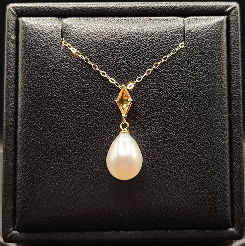 14k gold citrine pearl - gold,