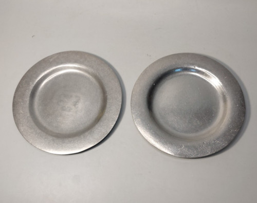 Vintage pewter saucers - pewter, 6"