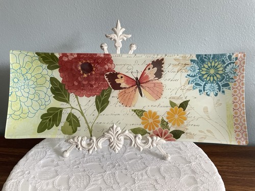 Rectangular art glass tray - art,