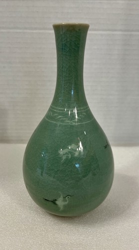 Korean celadon bud vase with - korean,