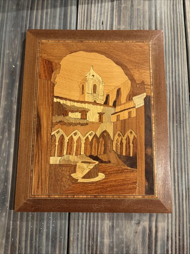 Vintage inlaid wood - vintage, framed