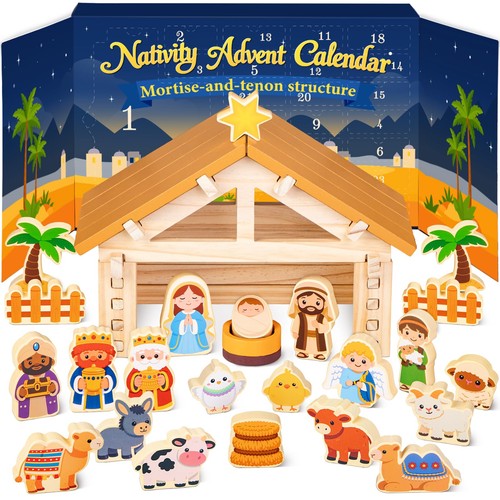 Wooden nativity advent - wooden,