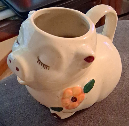 Ceramic pig shaped floral - pig,
