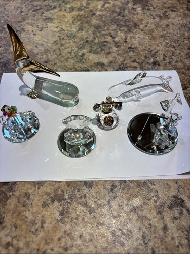 Lot crystal figurines whale - crystal,