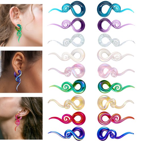 2pcs glass spiral taper plug - glass,