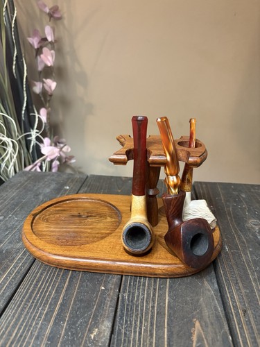 Vintage wooden pipe stand - wooden,