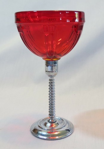 Art deco chrome stem - chrome, ruby