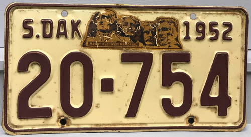 1952 south dakota license - south,