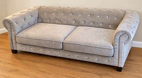 Gray velvet chesterfield sofa - gray,