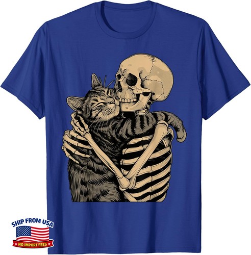 Skeleton hugging cat - skeleton, halloween