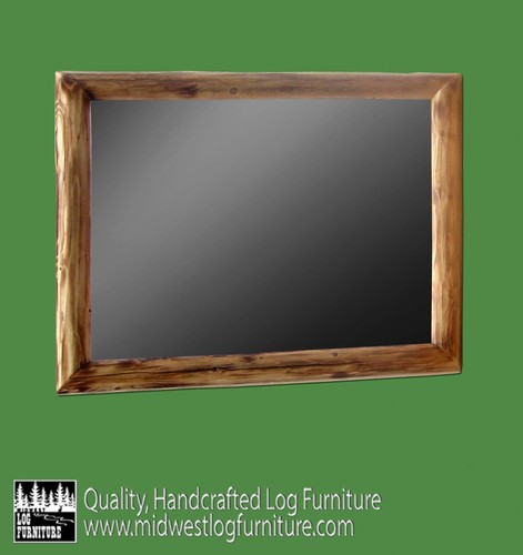 Log mirror 35x29 - log, torched