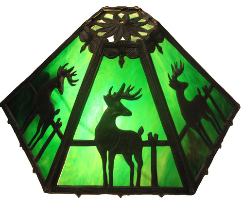 Vtg stained slag glass shade - slag,