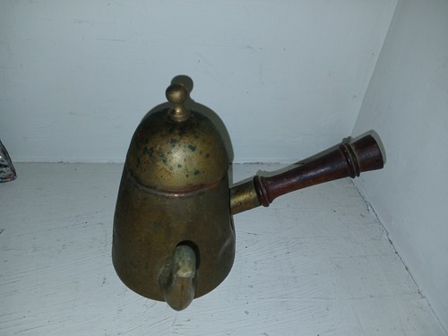 Vintage copper coffee pot with - coffee,