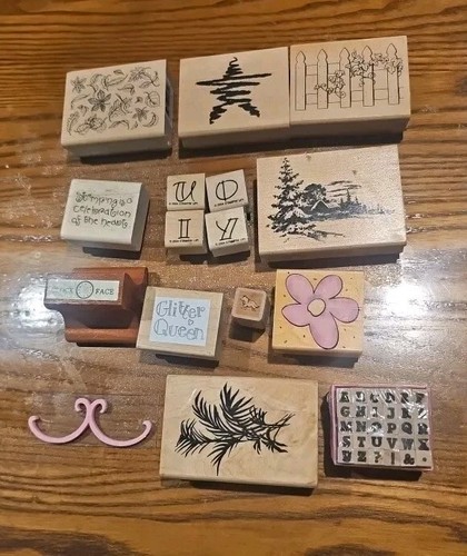 Assorted wooden rubber - wooden, stamps