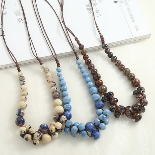 Vintage boho beaded necklace - beaded,