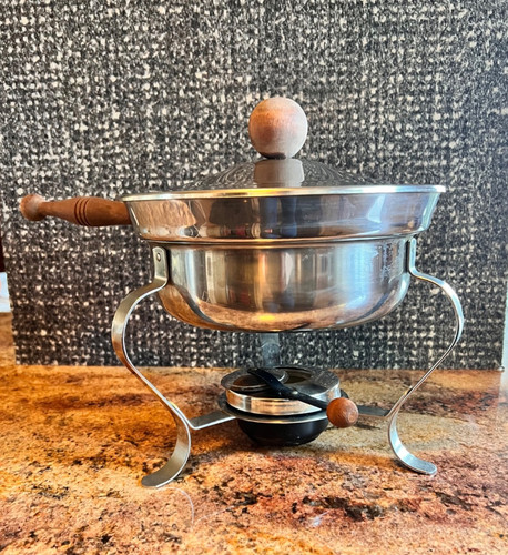 Vintage chafing fondue dish - chafing,
