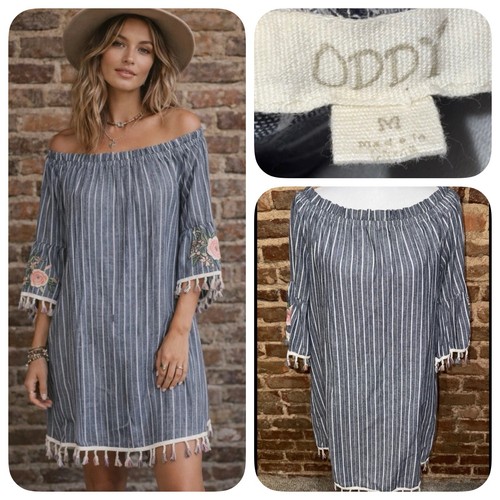 Striped cotton embroidered - embroidered, off