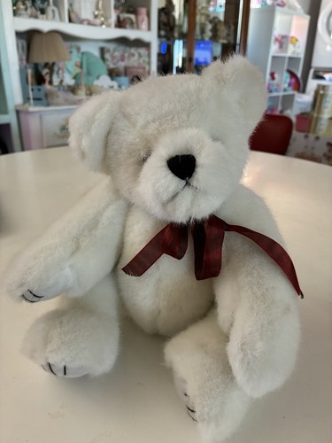 White plush teddy bear - plush,