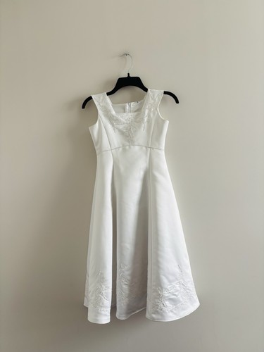 White flower girl dress - white,