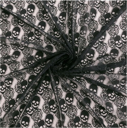 Black skull lace fabric - 60", x