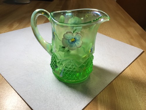 Fenton green creamer pitcher